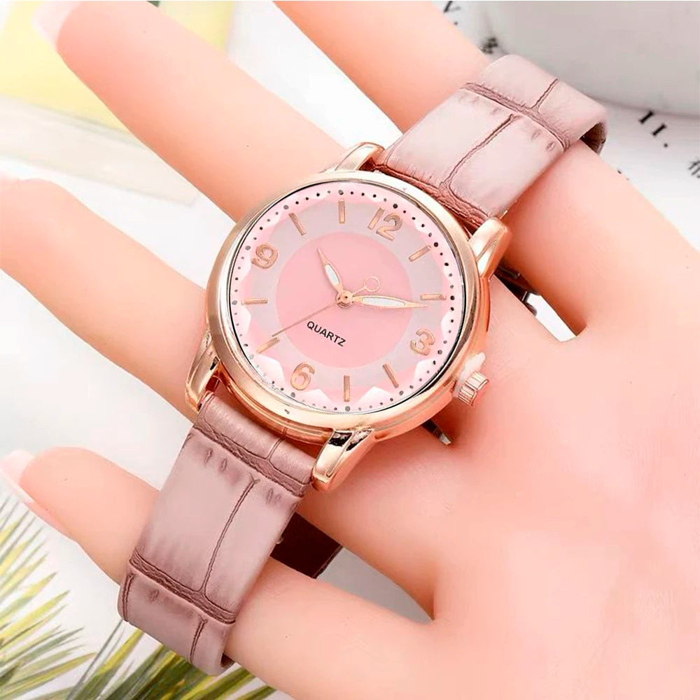 Coquette Luxury Diamond Analog Watch Jewelry Set Stainless Steel Bracelet Square Case Water Resistant Glass Dial Window for Gift