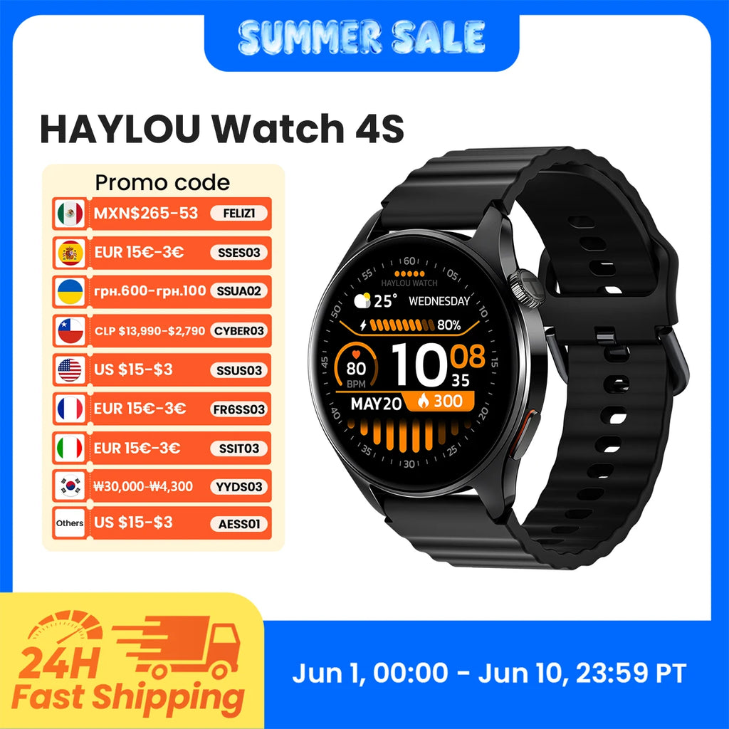 HAYLOU Watch 4S GPS Smartwatch - 1.43” HD AMOLED Display, 5 Satellite Positioning, 120+ Sport Modes