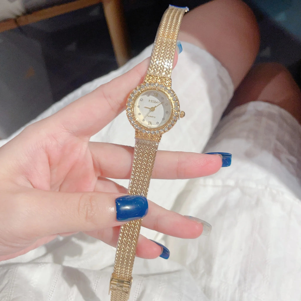In Stock  Luxury Gold Wrist Watch for Women Ladies  Uhr Minimalist Orologio Donna Small Size  Ladies Quartz Watch