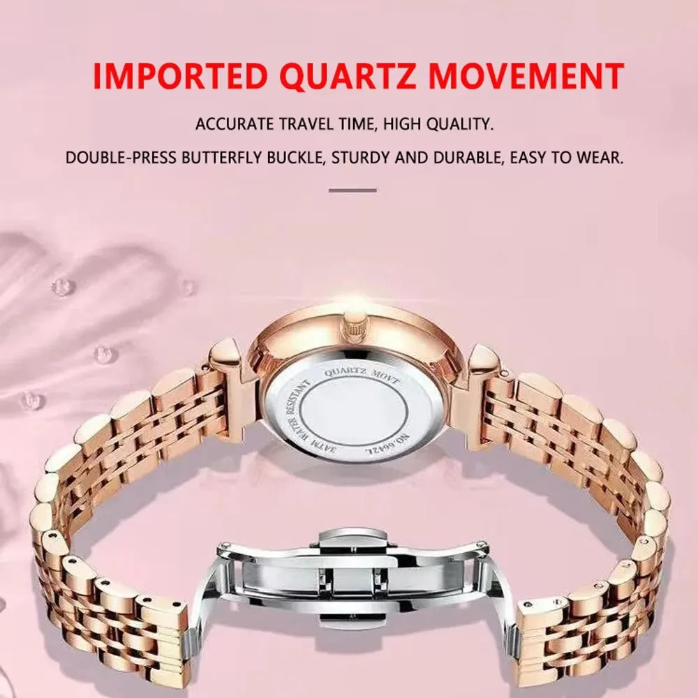 POEDAGAR 3011 Fashion Elegant Original Japan Quartz Movement Women's Wristwatch Waterproof Stainless Steel Strap Watch for Women