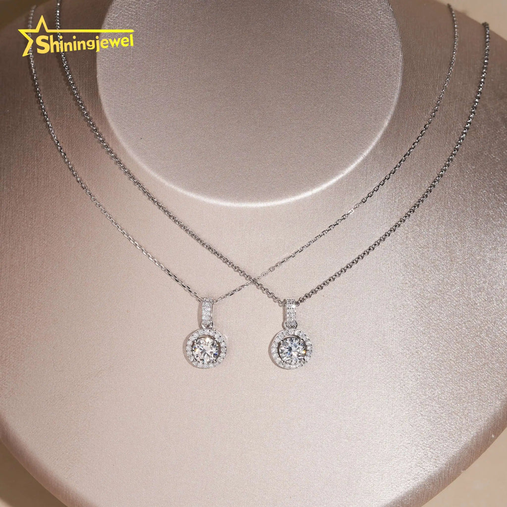 US Stock Fashion Women Pendant Jewelry VVS Moissanite Halo Pendant Necklace Sterling Silver 925 Pendant Necklace