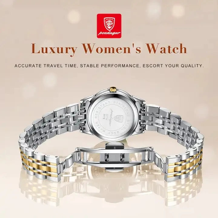 POEDAGAR Luxury Diamond Ladies Watch High Quality Stainless Steel Bracelet Luminous Waterproof Quartz Women's Watches 3076 Clock