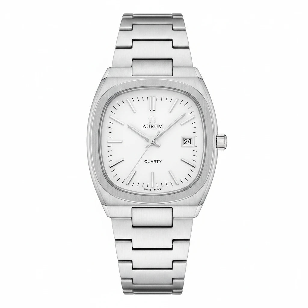 YaLaLuSi Rectangle Alloy Fashion Quartz Analog Waterproof Sport Watch Men Women Luxury Silver Black Dial Acrylic Band Calendar