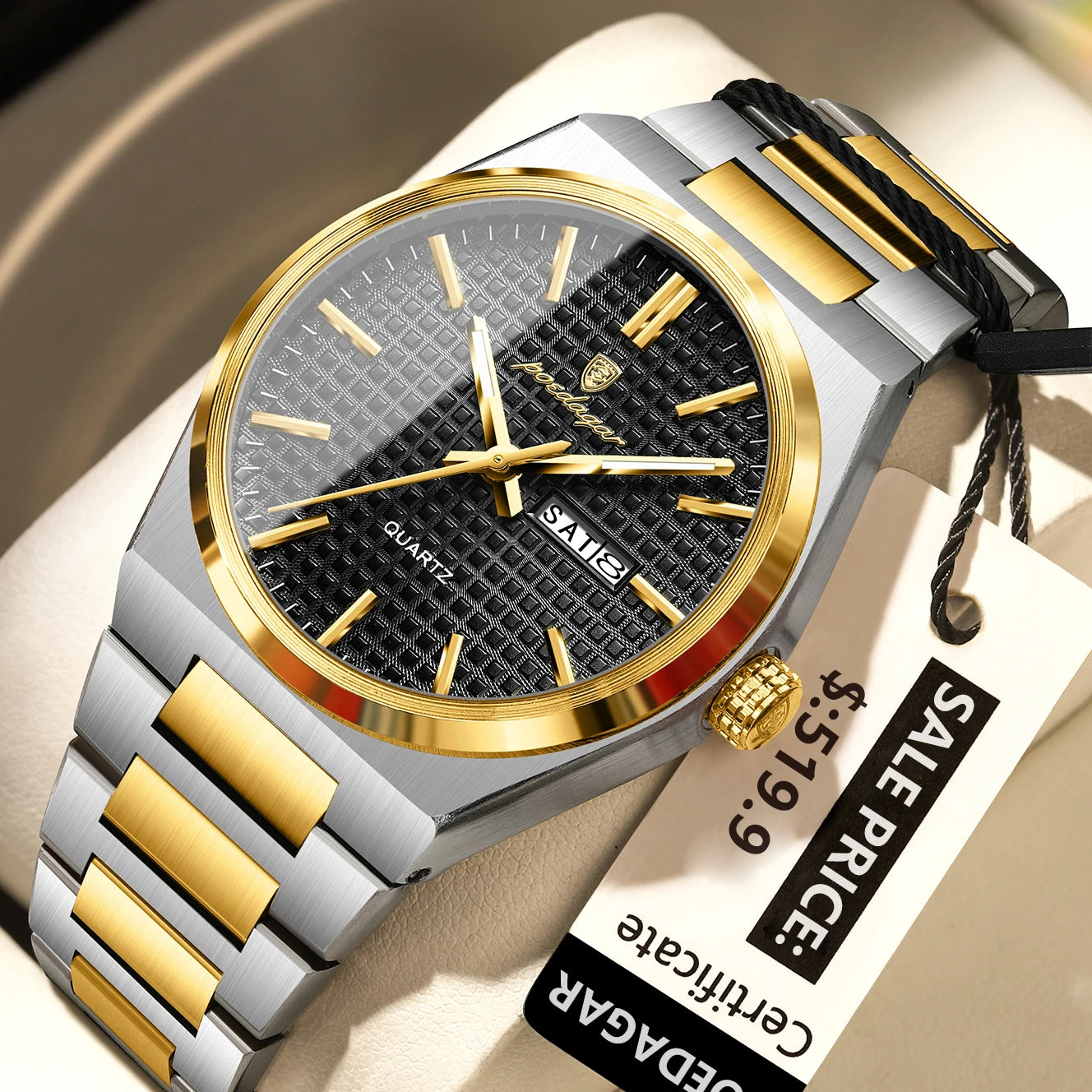 Poedagar 874 Original High Quality Stainless Steel Wristwatch Waterproof Luminous Quartz Watch for Men