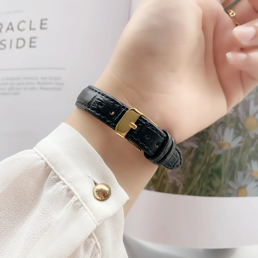 Pablo Raez Explosive Golden Small Square Watch Fashion Belt Women's Black Simple Wrist Quartz