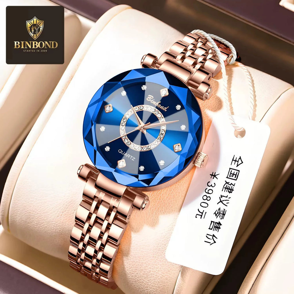 Binbond N106 Luxury Women's Watch - Waterproof Leather Strap Quartz Wristwatch