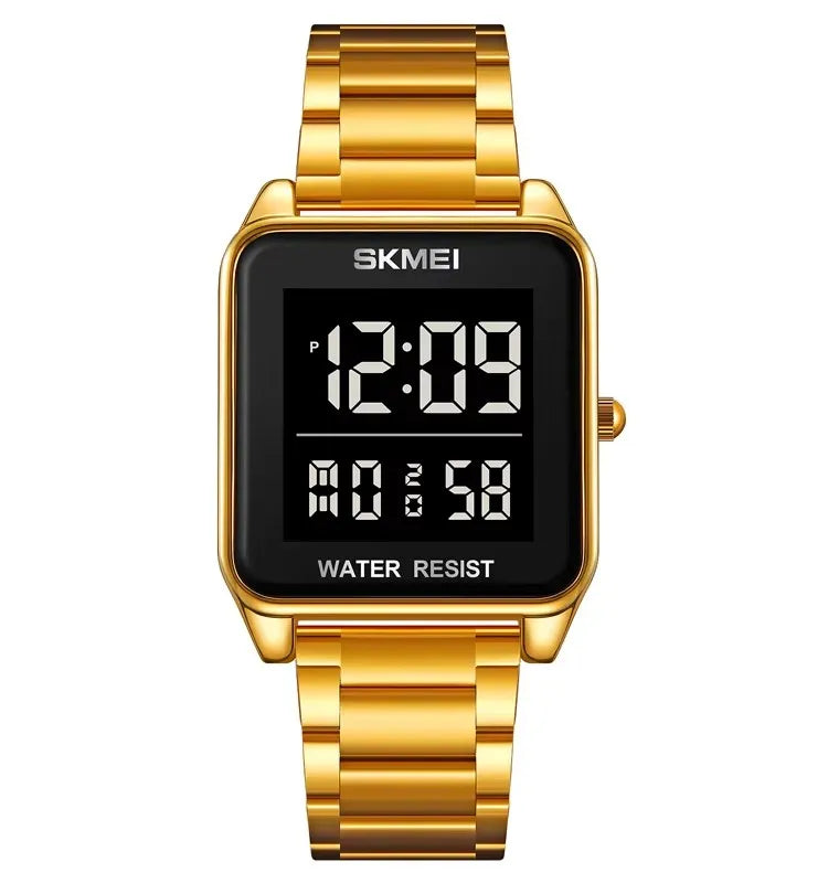 SKMEI 2154 Men's Watches Top Brand LED Electronic Luxury Fashion Square Sport Stainless Strap 3Bar Waterproof Digital Wristwatch