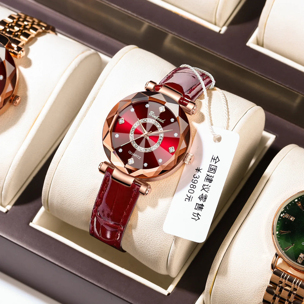 Binbond N106 Luxury Women's Watch - Waterproof Leather Strap Quartz Wristwatch
