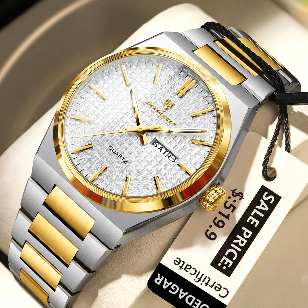 Poedagar 874 Original High Quality Stainless Steel Wristwatch Waterproof Luminous Quartz Watch for Men