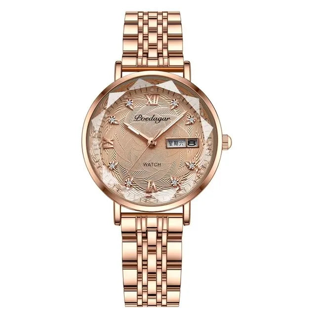 POEDAGAR 3011 Fashion Elegant Original Japan Quartz Movement Women's Wristwatch Waterproof Stainless Steel Strap Watch for Women