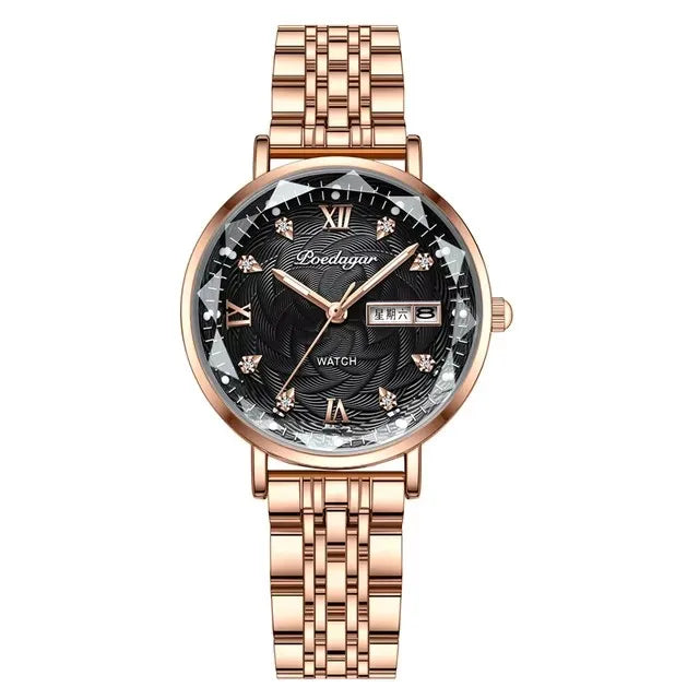POEDAGAR 3011 Fashion Elegant Original Japan Quartz Movement Women's Wristwatch Waterproof Stainless Steel Strap Watch for Women