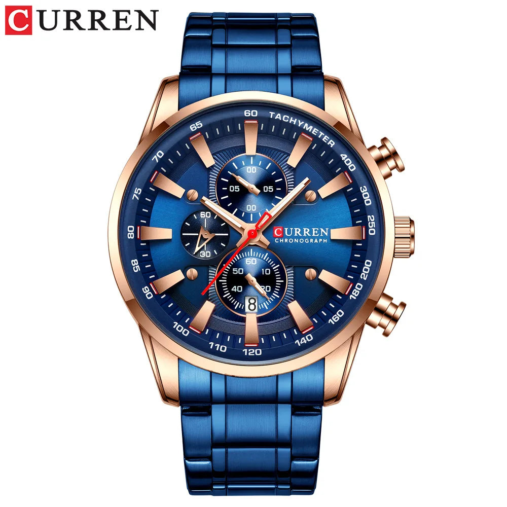 CURREN 8351 Men's Business Watch - 6-Hand Multi-Function Quartz Clock with Steel Band