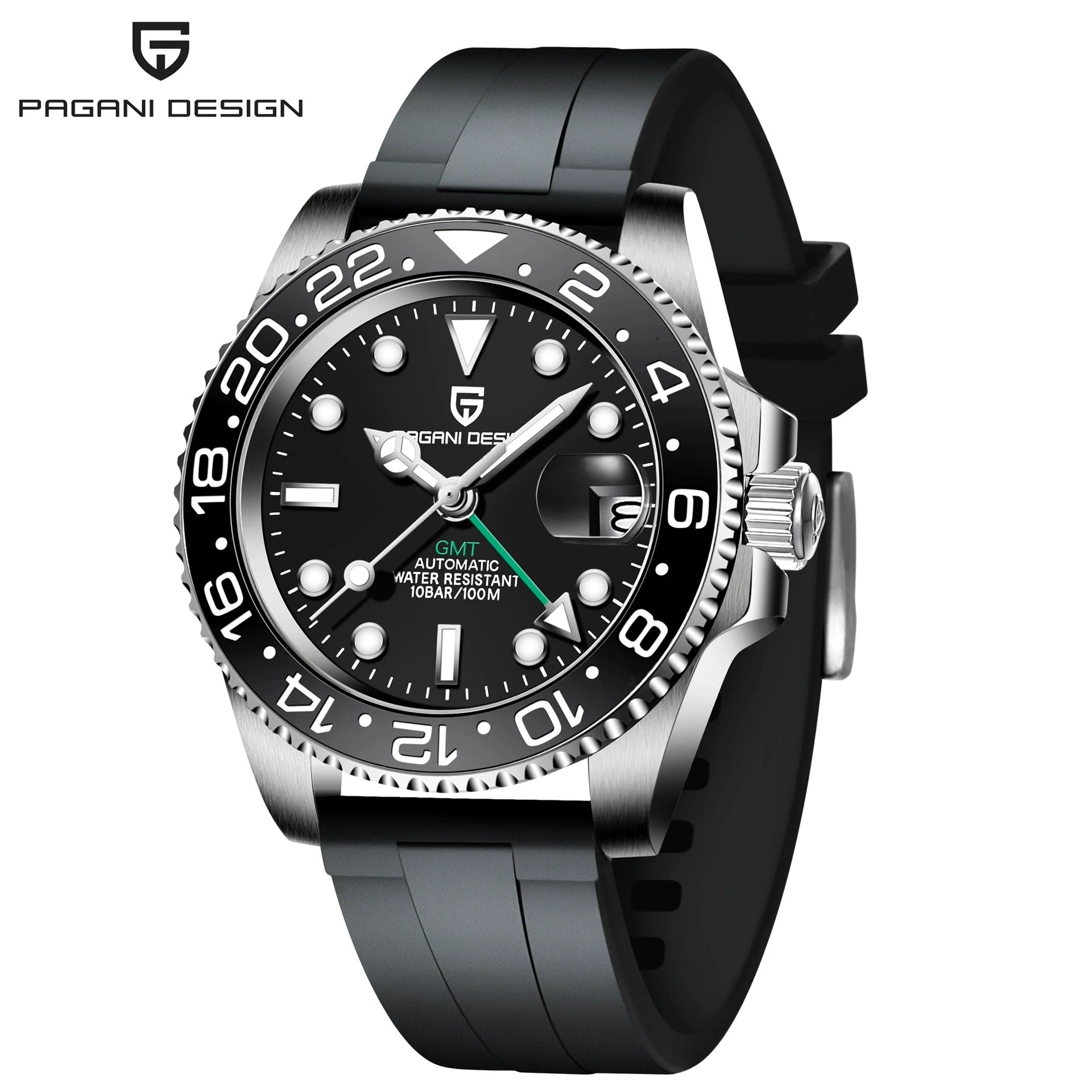 New PAGANI DESIGN 1662 Top Sapphire GMT Watch Stainless Steel Men's Automatic Mechanical Watch Waterproof