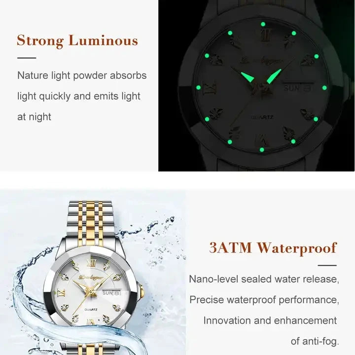 POEDAGAR Luxury Diamond Ladies Watch High Quality Stainless Steel Bracelet Luminous Waterproof Quartz Women's Watches 3076 Clock