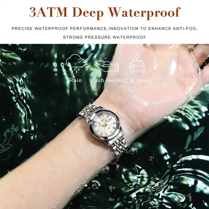 POEDAGAR Luxury Diamond Ladies Watch High Quality Stainless Steel Bracelet Luminous Waterproof Quartz Women's Watches 3076 Clock