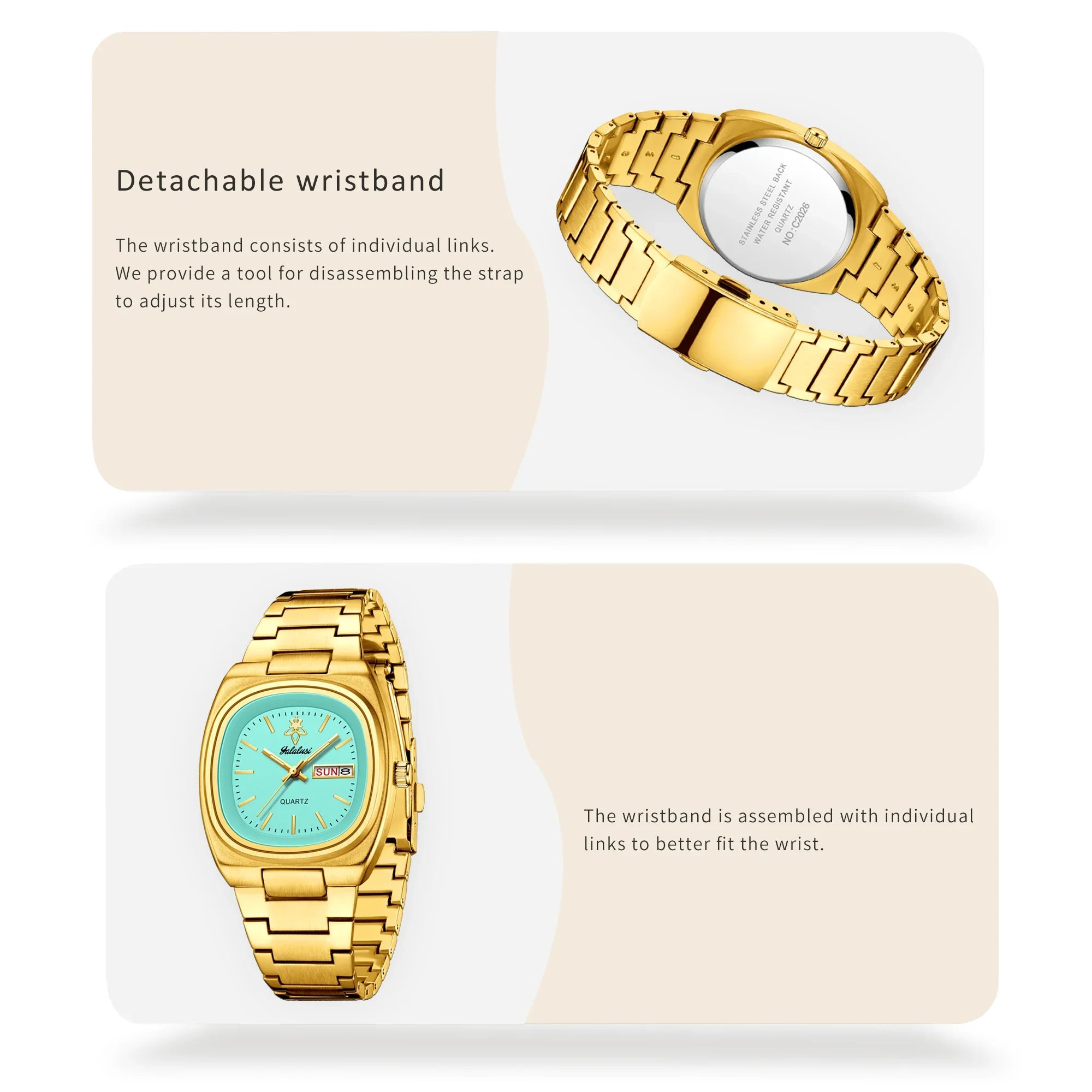 YaLaLuSi Rectangle Alloy Fashion Quartz Analog Waterproof Sport Watch Men Women Luxury Silver Black Dial Acrylic Band Calendar