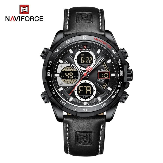 NAVIFORCE 9197 Watch Men's Luxury Sports Chronograph Alarm Clock Watch Waterproof Quartz Big Clock Digital Men's Watch