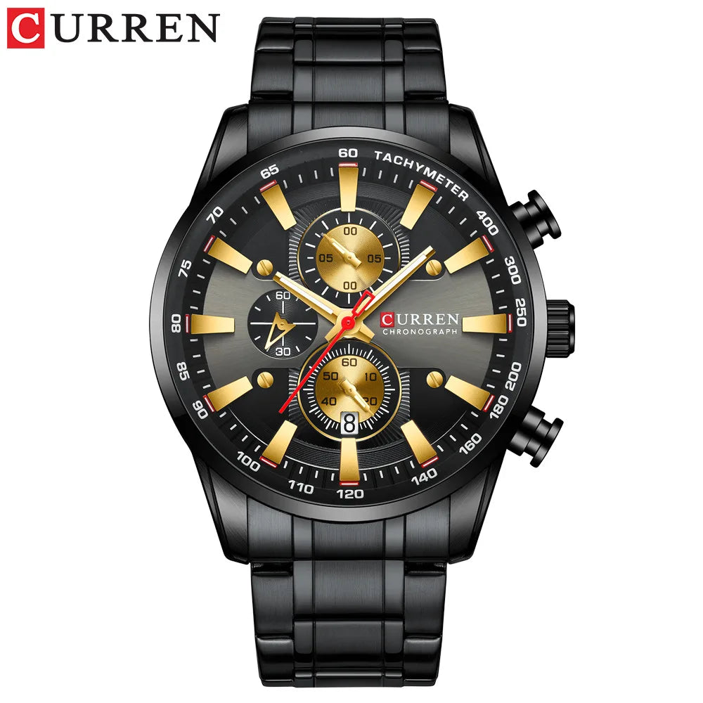 CURREN 8351 Men's Business Watch - 6-Hand Multi-Function Quartz Clock with Steel Band