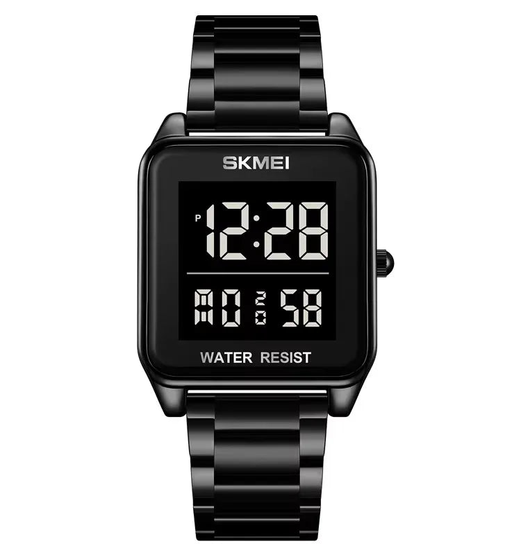 SKMEI 2154 Men's Watches Top Brand LED Electronic Luxury Fashion Square Sport Stainless Strap 3Bar Waterproof Digital Wristwatch