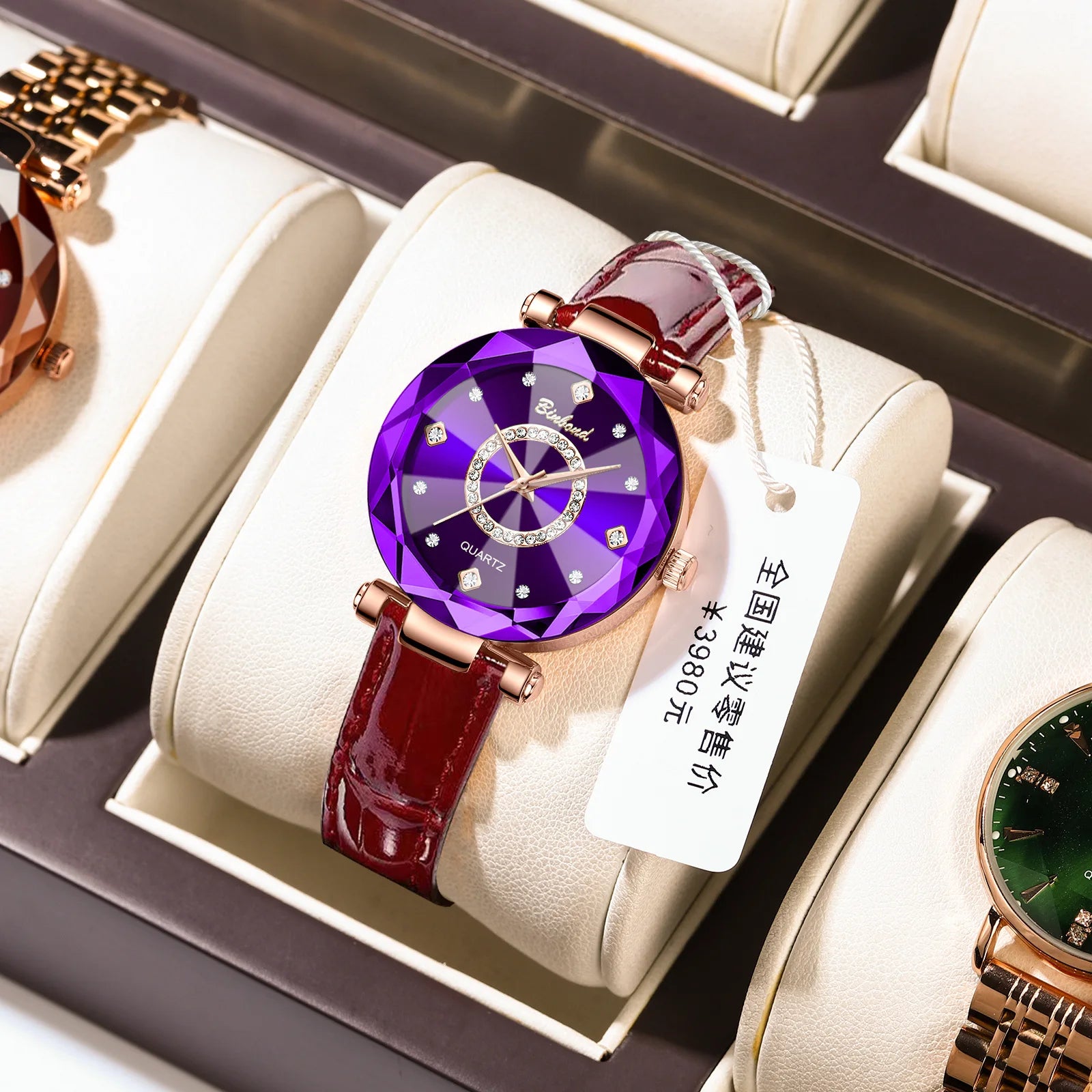Binbond N106 Luxury Women's Watch - Waterproof Leather Strap Quartz Wristwatch