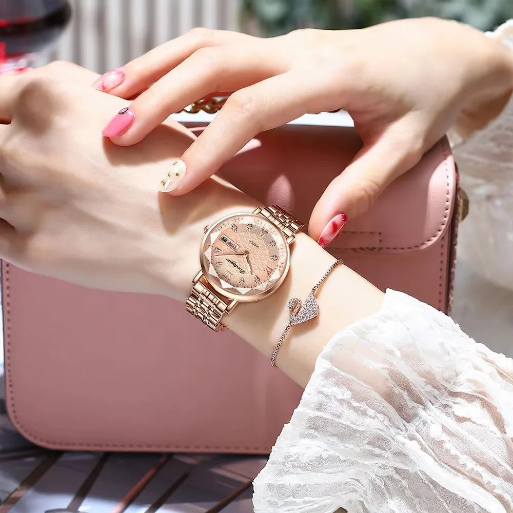 POEDAGAR 3011 Fashion Elegant Original Japan Quartz Movement Women's Wristwatch Waterproof Stainless Steel Strap Watch for Women