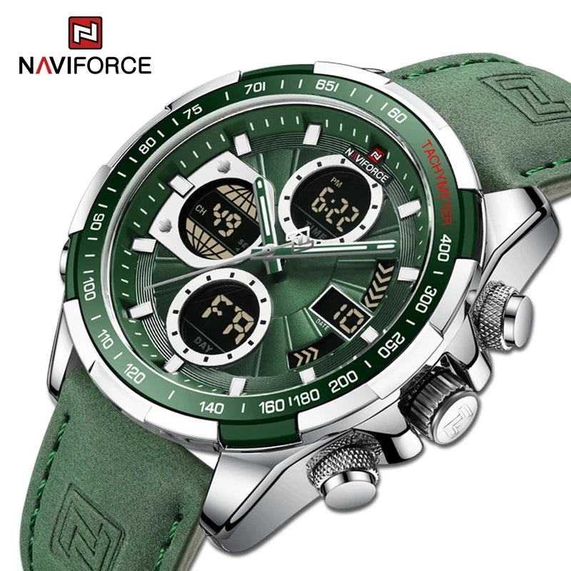 NAVIFORCE 9197 Watch Men's Luxury Sports Chronograph Alarm Clock Watch Waterproof Quartz Big Clock Digital Men's Watch