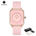 WWOOR Luxury Brand Watches For Women Fashion Square Purple Ladies Quartz Wristwatch Waterproof Silicone Band Relogio Feminino