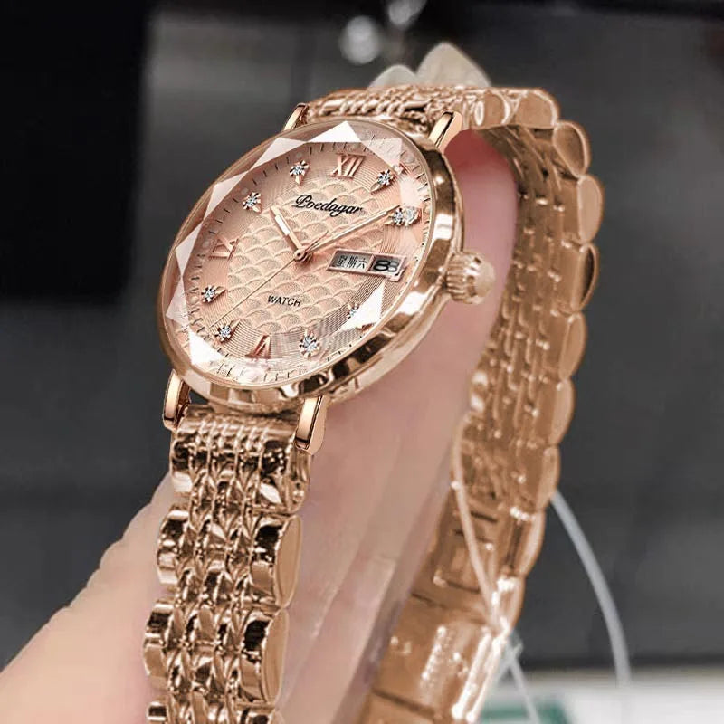 POEDAGAR 3011 Fashion Elegant Original Japan Quartz Movement Women's Wristwatch Waterproof Stainless Steel Strap Watch for Women