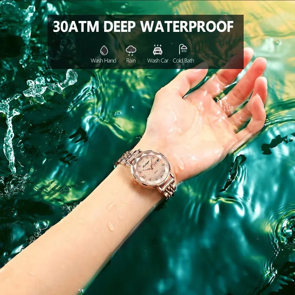 POEDAGAR 3011 Fashion Elegant Original Japan Quartz Movement Women's Wristwatch Waterproof Stainless Steel Strap Watch for Women