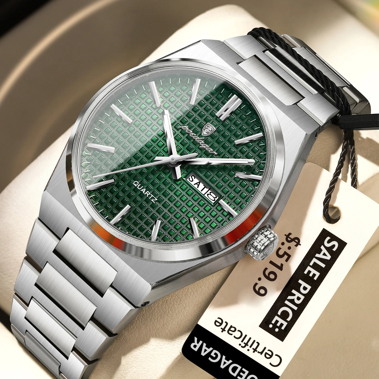 Poedagar 874 Original High Quality Stainless Steel Wristwatch Waterproof Luminous Quartz Watch for Men
