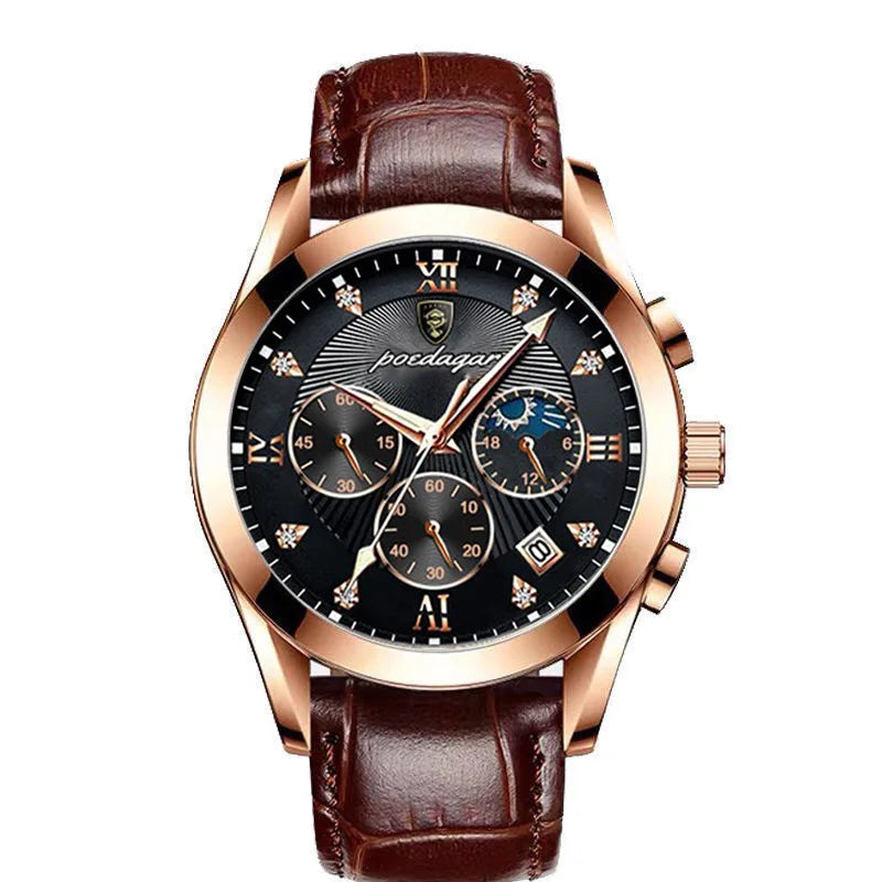 POEDAGAR 820 Premium Fashion Men's Wristwatch - Elegant Analog Watch with Date Display