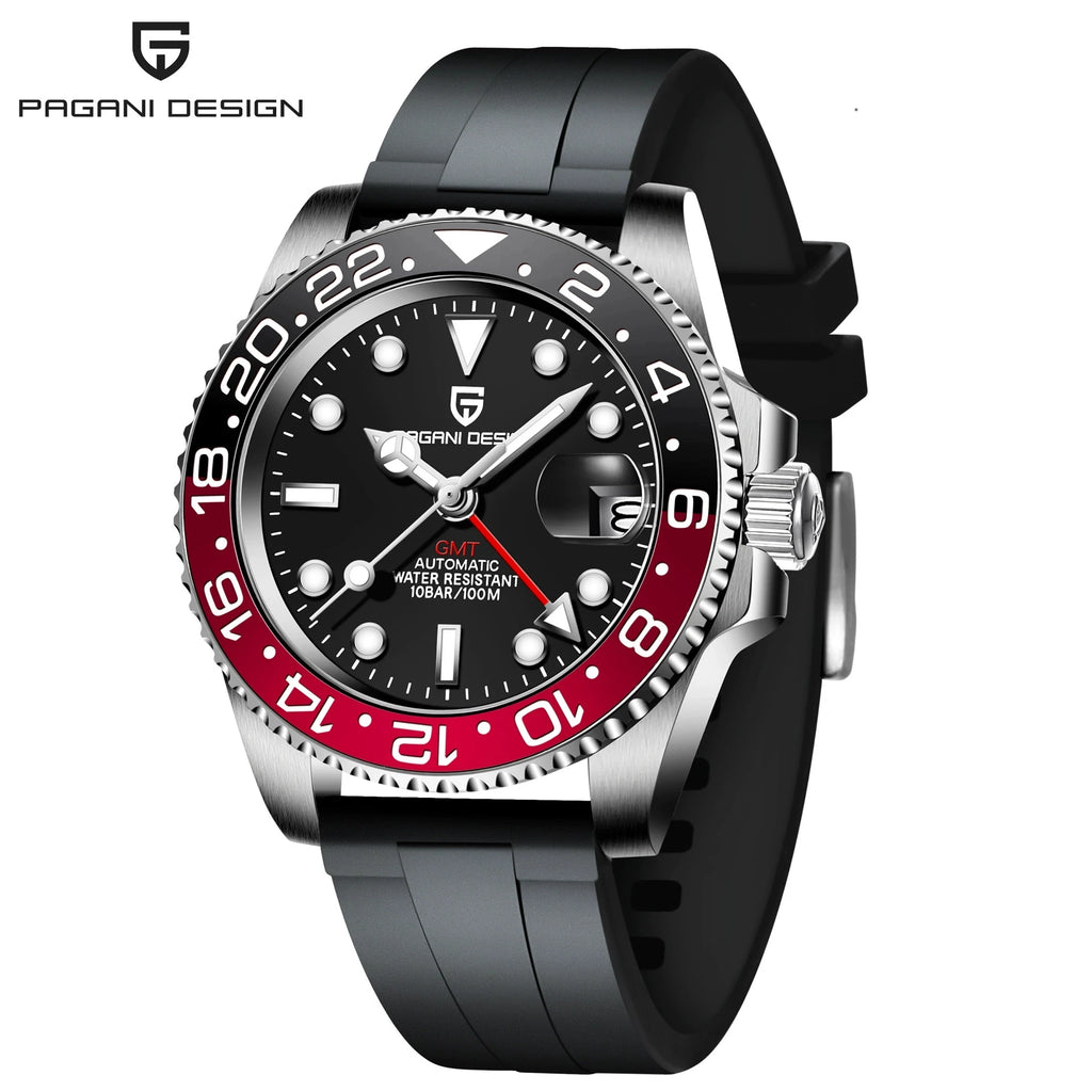 New PAGANI DESIGN 1662 Top Sapphire GMT Watch Stainless Steel Men's Automatic Mechanical Watch Waterproof