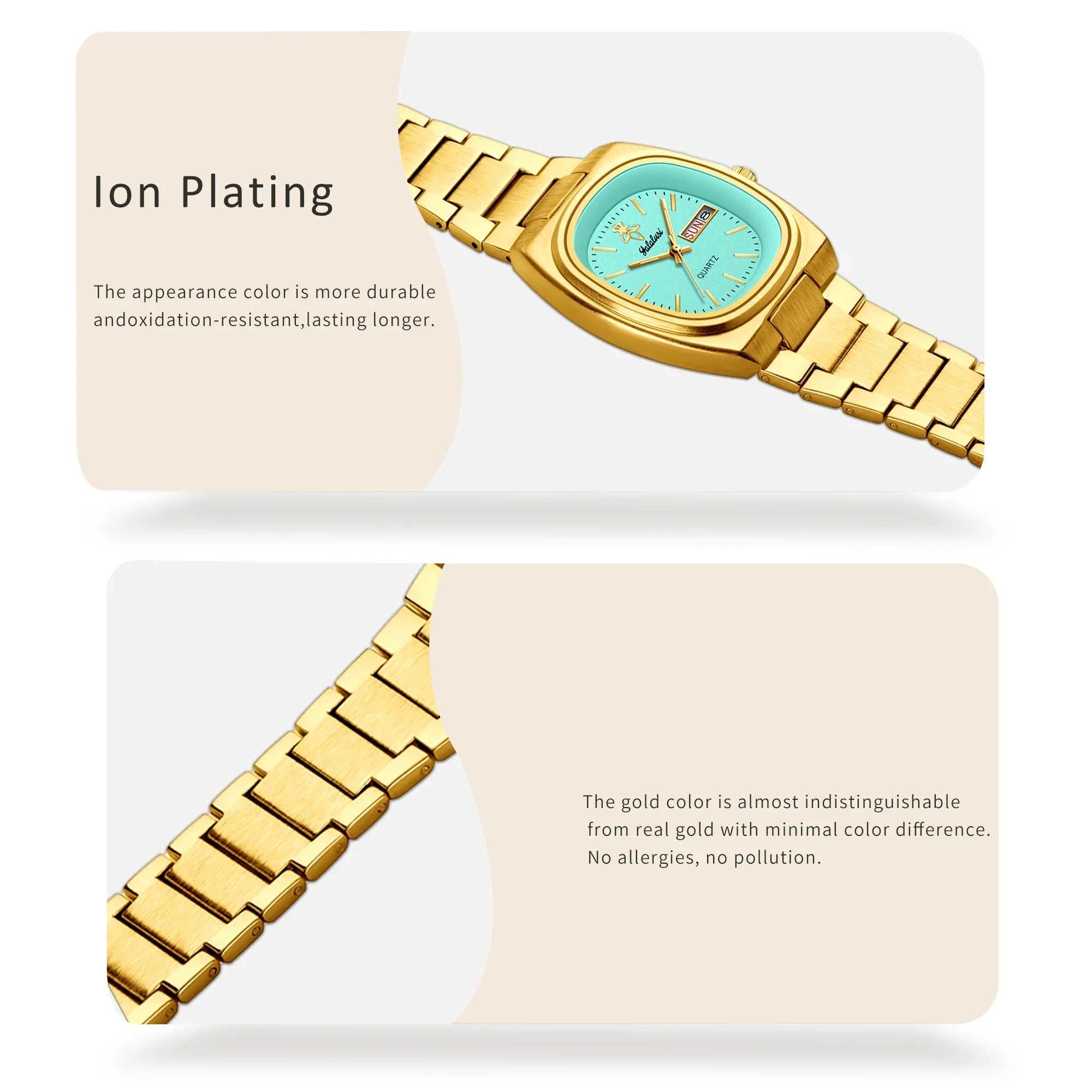 YaLaLuSi Rectangle Alloy Fashion Quartz Analog Waterproof Sport Watch Men Women Luxury Silver Black Dial Acrylic Band Calendar