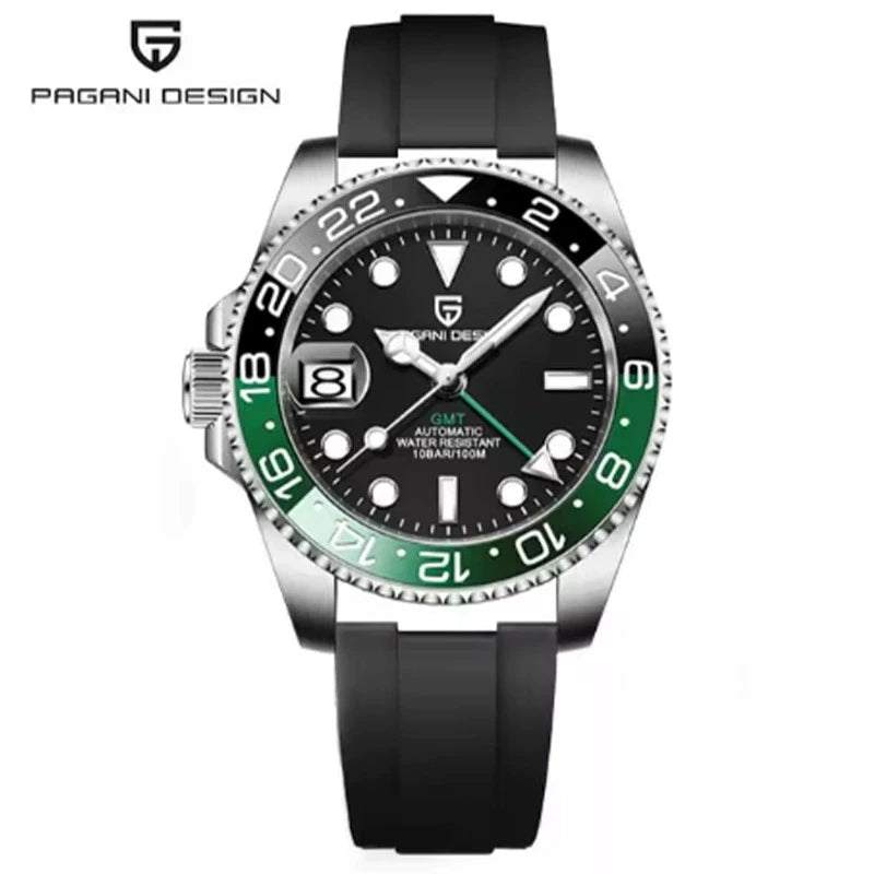 New PAGANI DESIGN 1662 Top Sapphire GMT Watch Stainless Steel Men's Automatic Mechanical Watch Waterproof