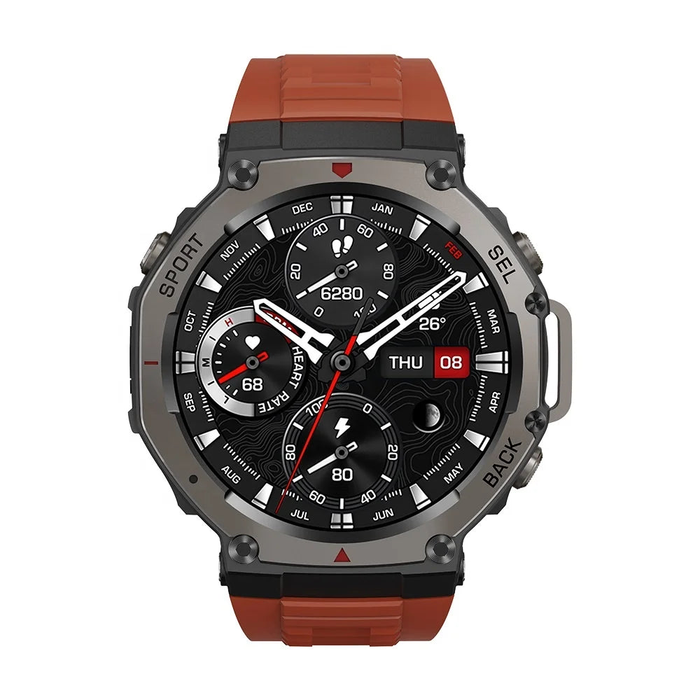 DM58 Sport Smart Watch with GPS 5ATM Waterproof 500mAh Battery BT Calling Heart Rate Blood Oxygen Sleep Monitoring for Men Women