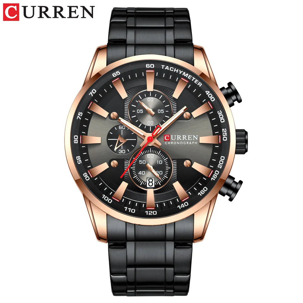 CURREN 8351 Men's Business Watch - 6-Hand Multi-Function Quartz Clock with Steel Band