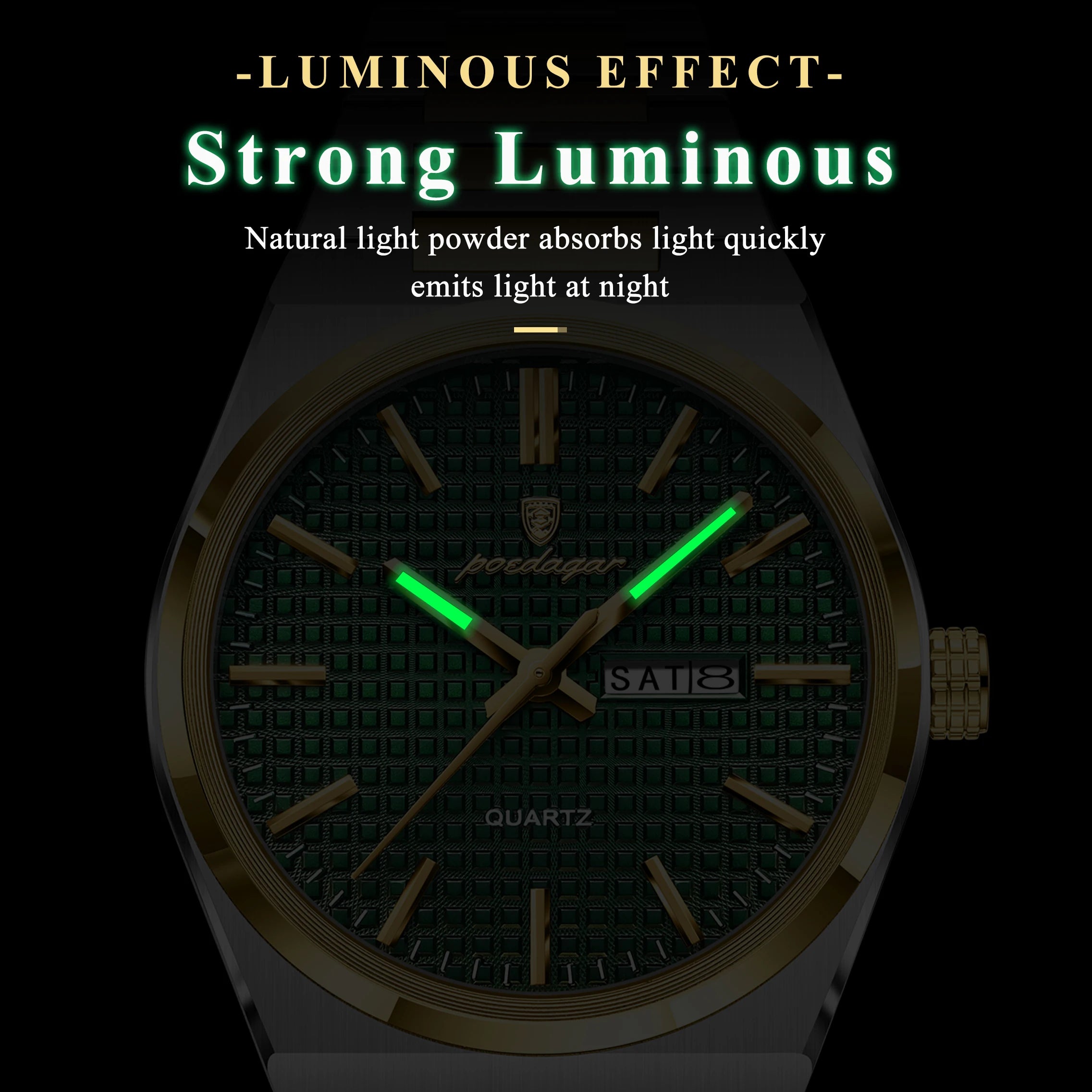 Poedagar 874 Original High Quality Stainless Steel Wristwatch Waterproof Luminous Quartz Watch for Men