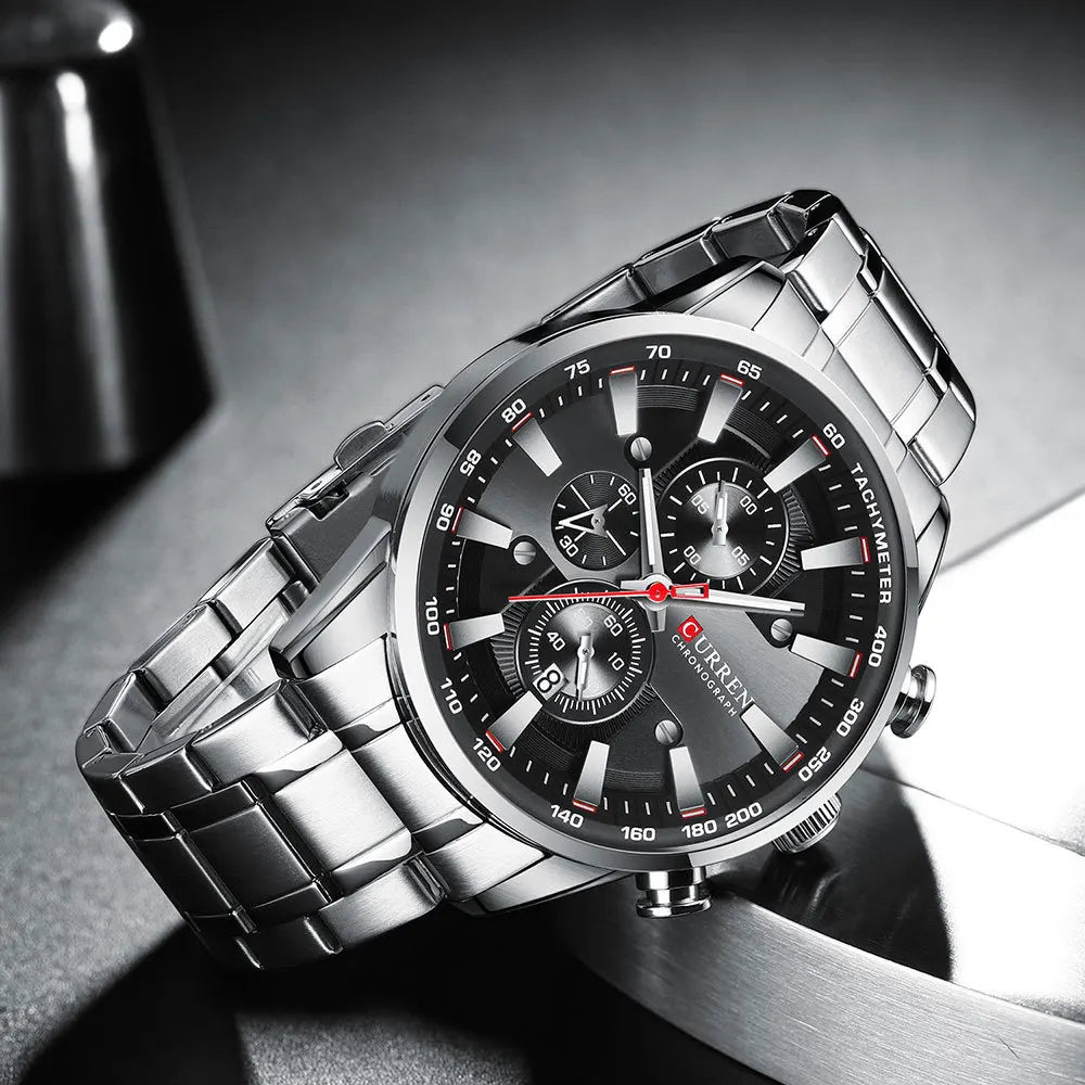 CURREN 8351 Men's Business Watch - 6-Hand Multi-Function Quartz Clock with Steel Band