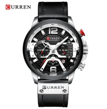 Curren 8329 Quartz Watch for Men Leather Strap Waterproof Luminous Calendar Big Dial Casual Business Sport Fashion Watch