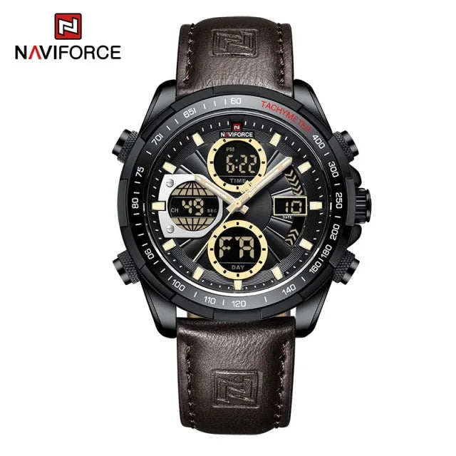 NAVIFORCE 9197 Watch Men's Luxury Sports Chronograph Alarm Clock Watch Waterproof Quartz Big Clock Digital Men's Watch