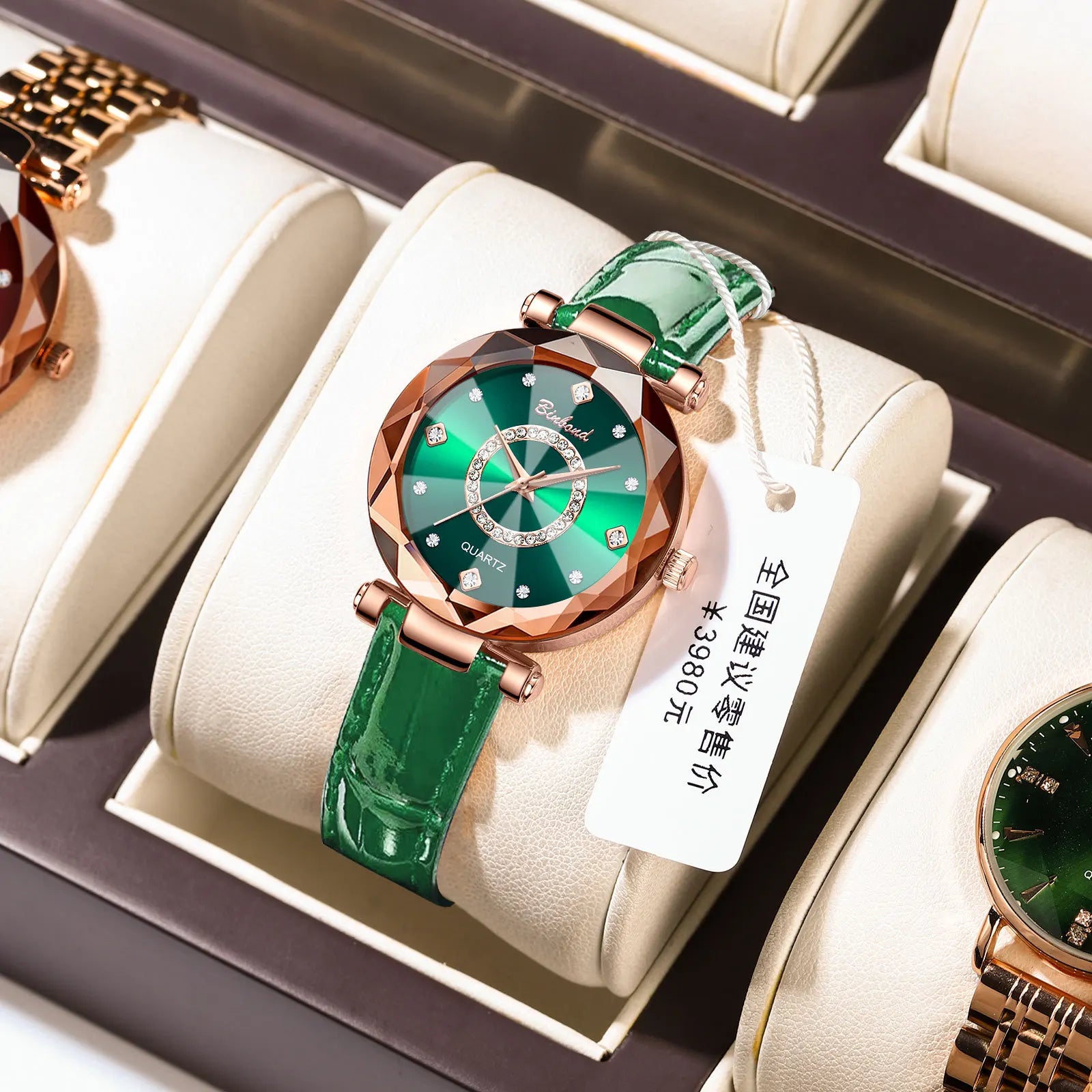 Binbond N106 Luxury Women's Watch - Waterproof Leather Strap Quartz Wristwatch