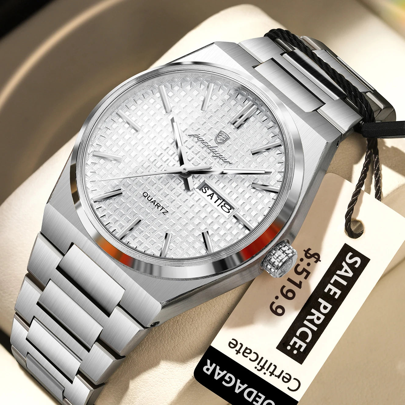 Poedagar 874 Original High Quality Stainless Steel Wristwatch Waterproof Luminous Quartz Watch for Men