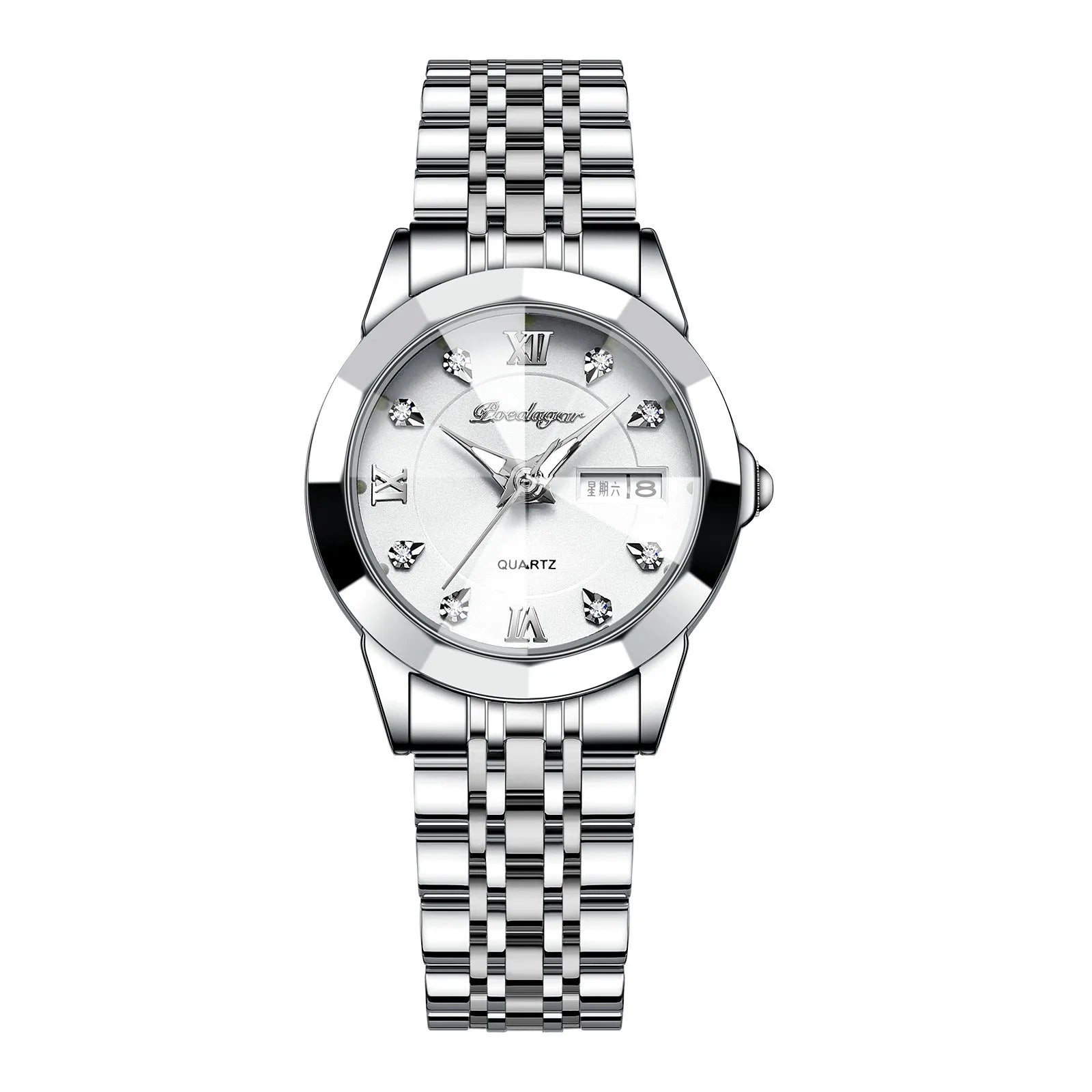 POEDAGAR Luxury Diamond Ladies Watch High Quality Stainless Steel Bracelet Luminous Waterproof Quartz Women's Watches 3076 Clock
