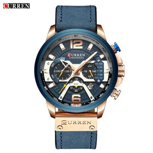 Curren 8329 Quartz Watch for Men Leather Strap Waterproof Luminous Calendar Big Dial Casual Business Sport Fashion Watch