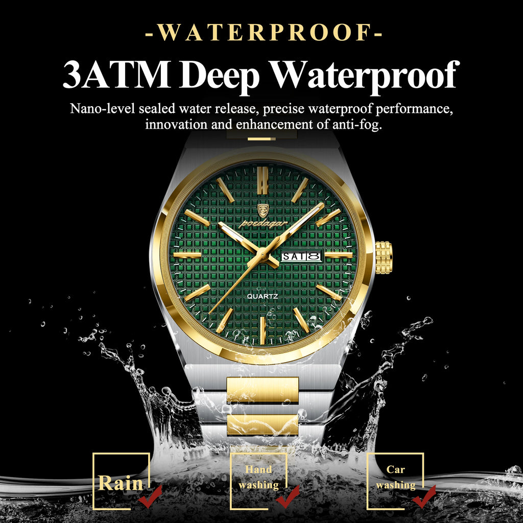 Poedagar 874 Original High Quality Stainless Steel Wristwatch Waterproof Luminous Quartz Watch for Men