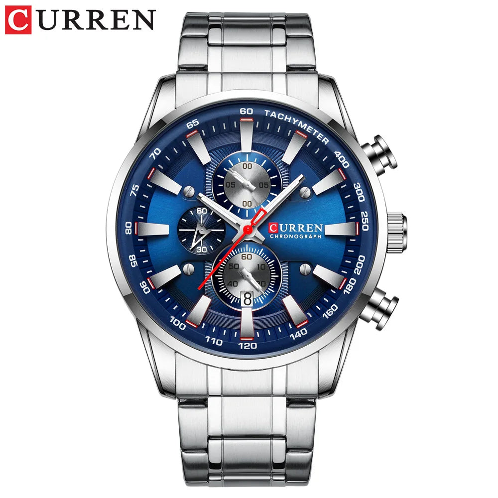CURREN 8351 Men's Business Watch - 6-Hand Multi-Function Quartz Clock with Steel Band