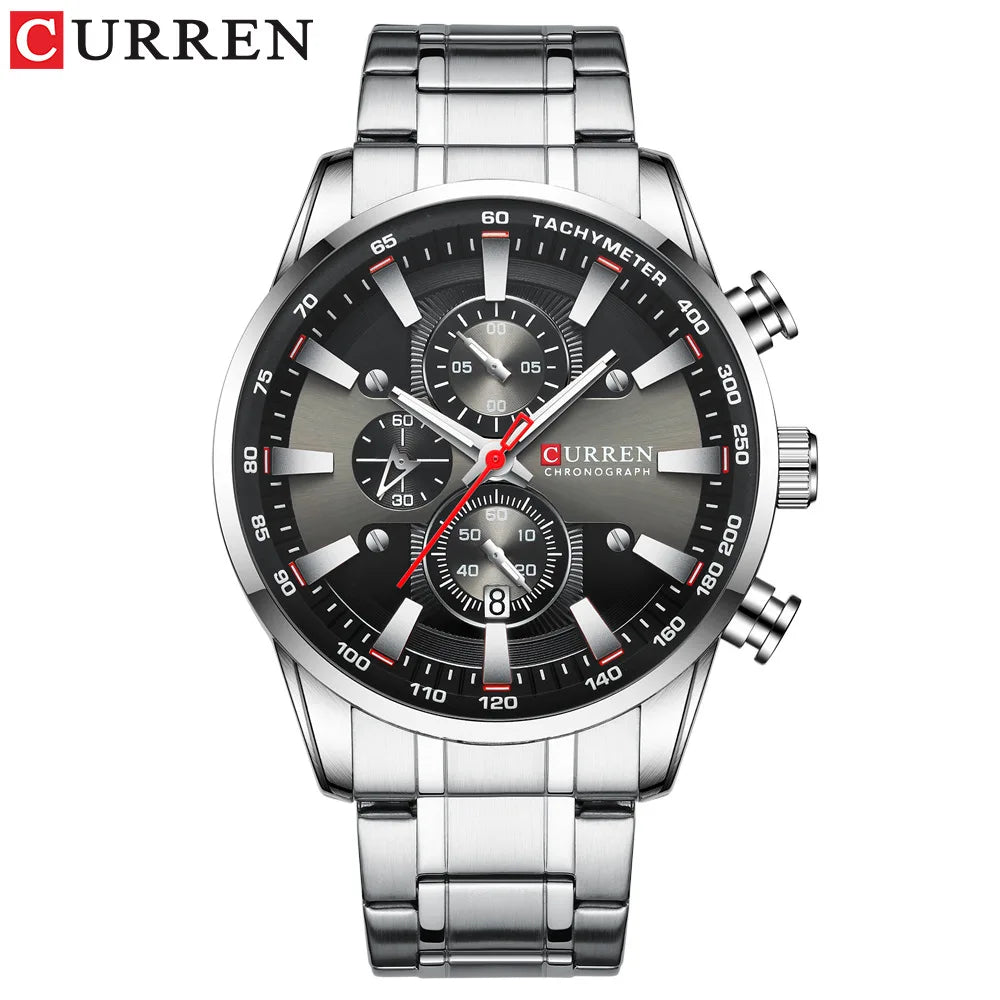 CURREN 8351 Men's Business Watch - 6-Hand Multi-Function Quartz Clock with Steel Band