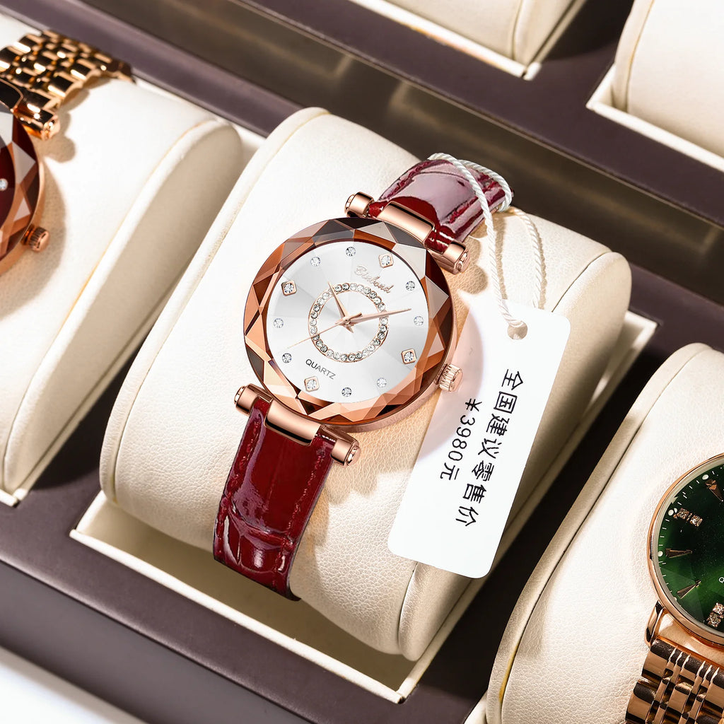 Binbond N106 Luxury Women's Watch - Waterproof Leather Strap Quartz Wristwatch