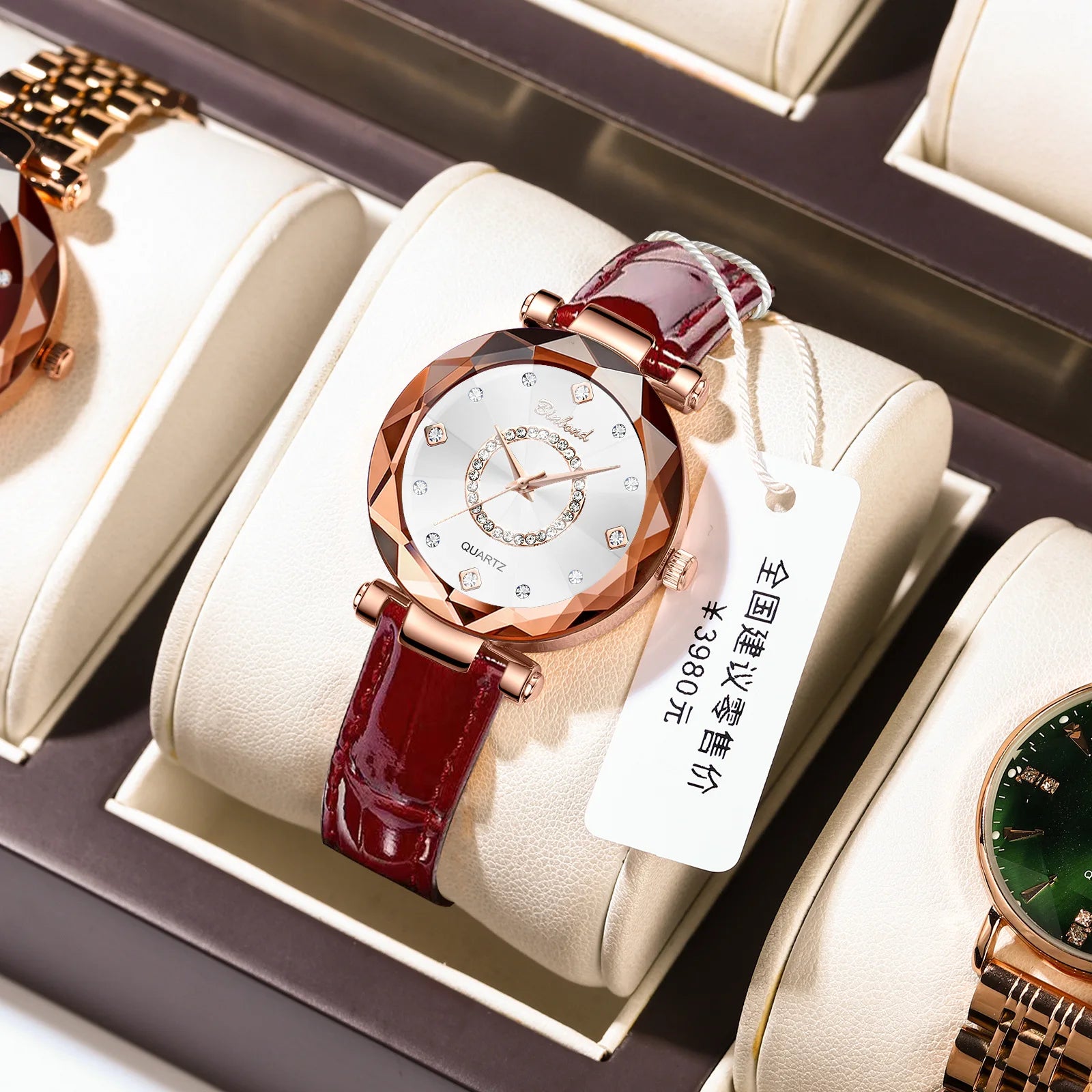 Binbond N106 Luxury Women's Watch - Waterproof Leather Strap Quartz Wristwatch