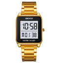SKMEI 2154 Men's Watches Top Brand LED Electronic Luxury Fashion Square Sport Stainless Strap 3Bar Waterproof Digital Wristwatch